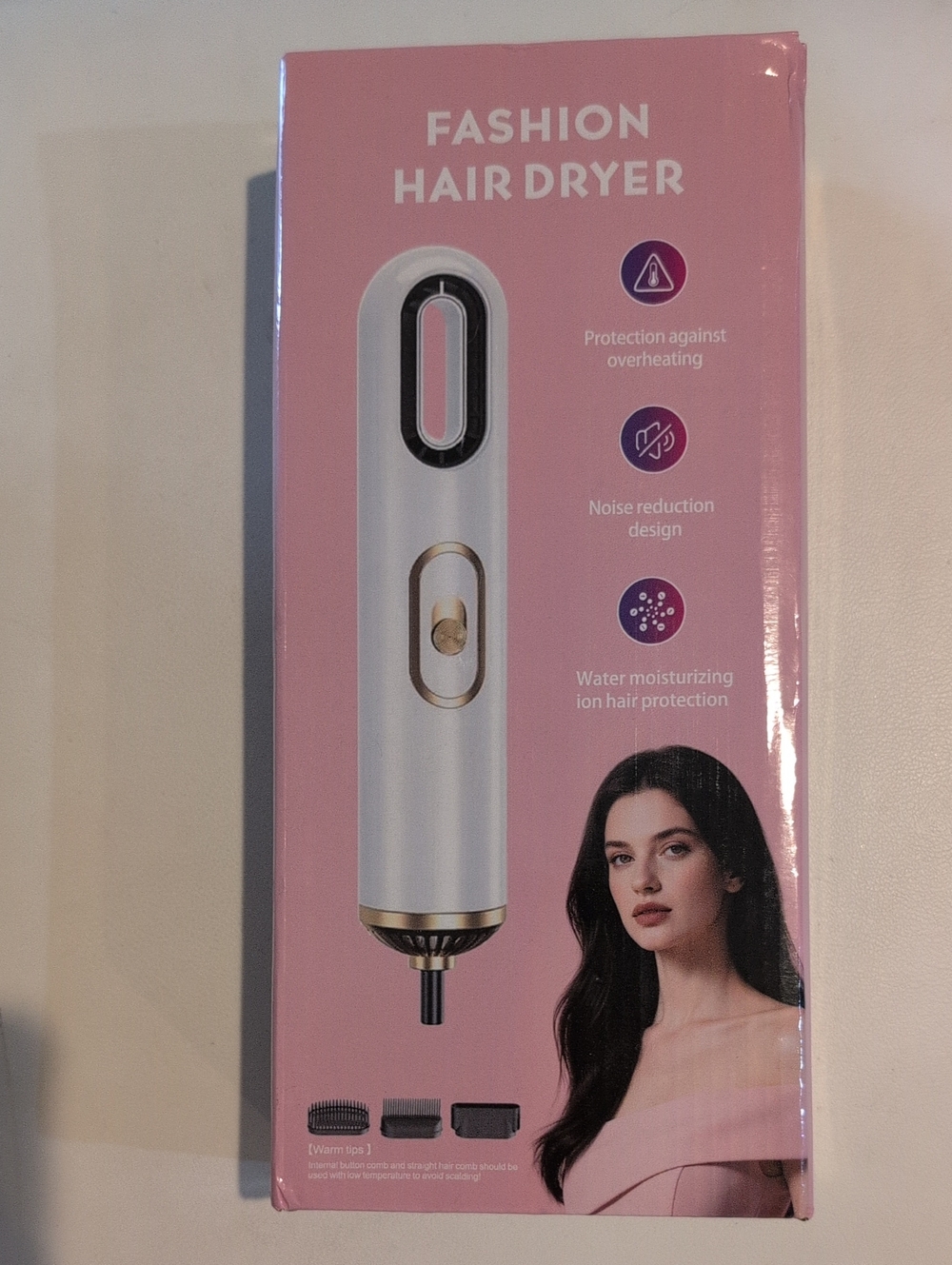Fashion Hair Dryer - White & Gold Portable Hair Styler